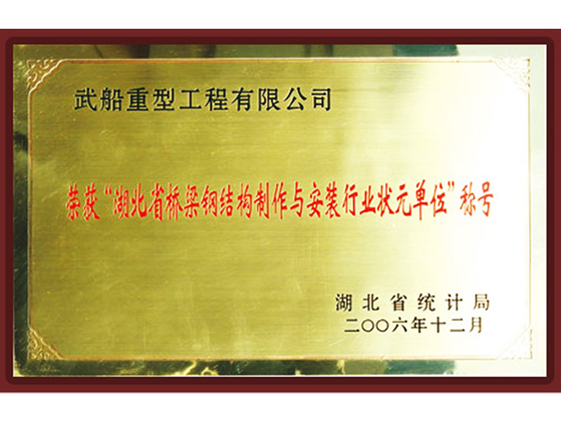 湖北省橋梁鋼結(jié)構(gòu)制作與安裝行業(yè)狀元單位